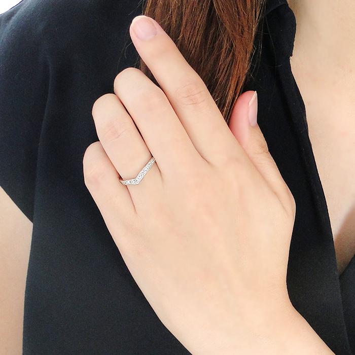 Pt900 フチあり V字 ダイヤモンド エタニティ リング 0.50ct  PT プラチナ Ｖライン Ｖ 指輪 ダイヤ リング 0.5カラット 0.5ct エタニティ CAR-0371Pの画像