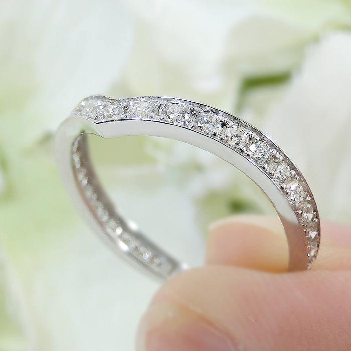 Pt900 フチあり V字 ダイヤモンド エタニティ リング 0.50ct  PT プラチナ Ｖライン Ｖ 指輪 ダイヤ リング 0.5カラット 0.5ct エタニティ CAR-0371Pの画像