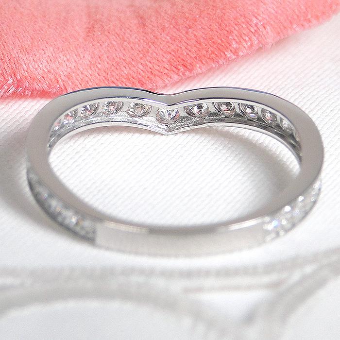 Pt900 フチあり V字 ダイヤモンド エタニティ リング 0.50ct  PT プラチナ Ｖライン Ｖ 指輪 ダイヤ リング 0.5カラット 0.5ct エタニティ CAR-0371Pの画像