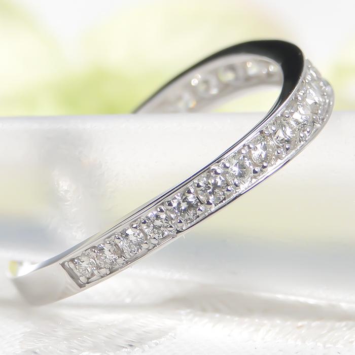 Pt900 フチあり ダイヤモンド エタニティ リング 0.50ct  PT プラチナ 指輪 ダイヤ リング 0.5カラット ウェーブ 一文字 定番 エタ 人気 結婚 CAR-0372Pの画像