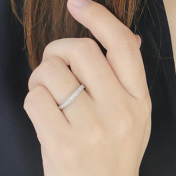Pt900 フチあり ダイヤモンド エタニティ リング 0.50ct  PT プラチナ 指輪 ダイヤ リング 0.5カラット ウェーブ 一文字 定番 エタ 人気 結婚 CAR-0372Pの画像