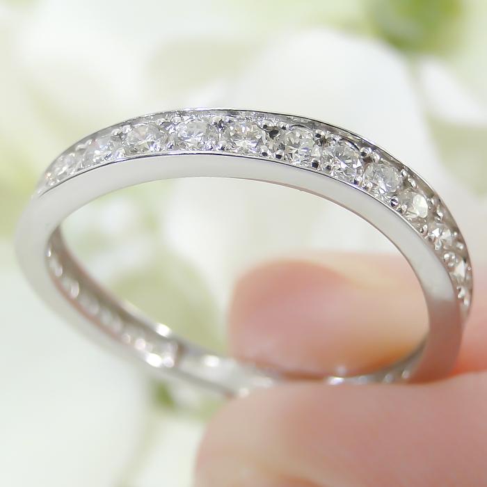 Pt900 フチあり ダイヤモンド エタニティ リング 0.50ct  PT プラチナ 指輪 ダイヤ リング 0.5カラット ウェーブ 一文字 定番 エタ 人気 結婚 CAR-0372Pの画像