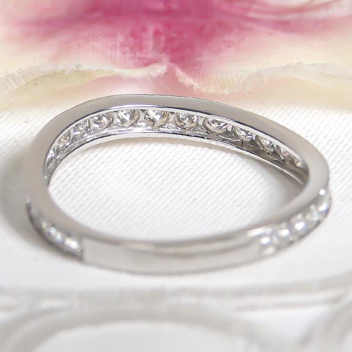 Pt900 フチあり ダイヤモンド エタニティ リング 0.50ct  PT プラチナ 指輪 ダイヤ リング 0.5カラット ウェーブ 一文字 定番 エタ 人気 結婚 CAR-0372Pの画像