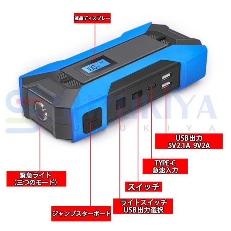 ジャンプスターター 緊急始動 12V車用 ポータブル電源 ピーク電流2000A  エンジンスターター 15000mAh大容量 モバイルバッテリー LEDライト 急速充電 防災対策 |  | 13