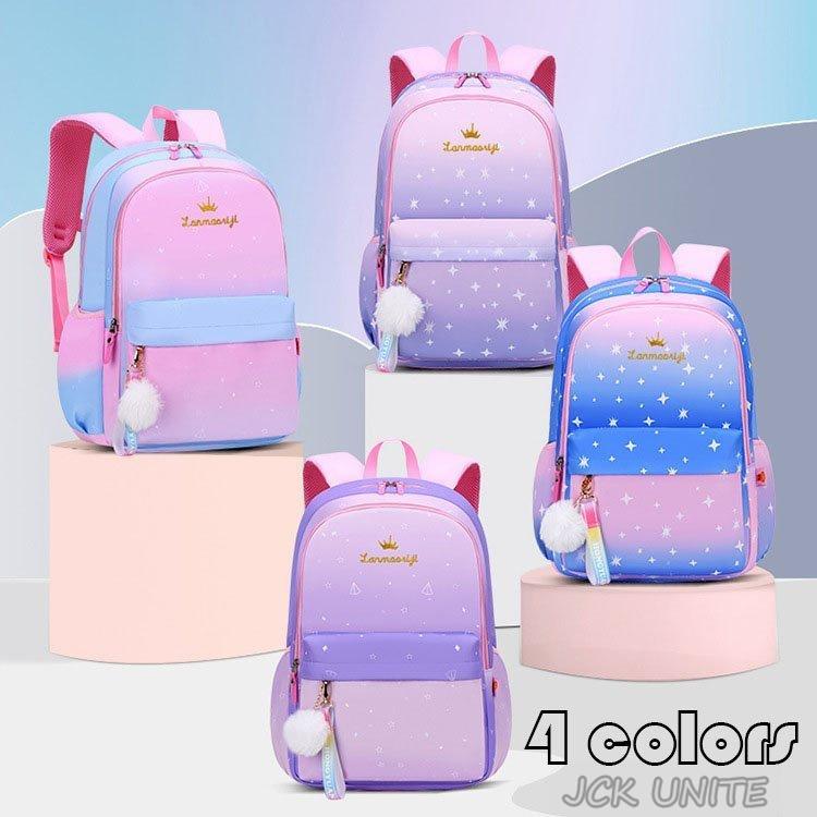 子供リュック グラデーション プリント リュックサック キッズリュック 女の子 小学生 バックパック 防水 お祝い 遠足 アウトドア