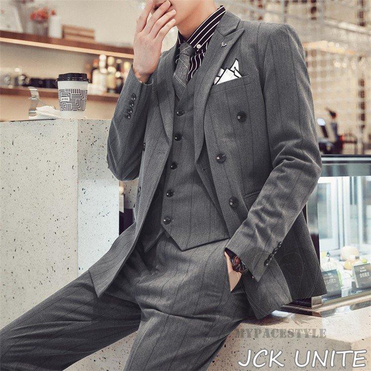 ファッション ピンク ブルー 3ピーススーツ メンズ カジュアル スリム 立体裁断 細身 お洒落 紳士 イギリス風 無地 結婚 入学 三点セット ダブルスーツ トレンド ストライプ Zh2p3lz7ay Www Sakphotography Com