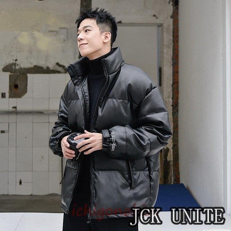中綿ジャケット メンズ フェイクレザー レディース カップルアウター ジャケット メンズファッション 冬服 フェイクレザー Pu中綿コート オシャレ 軽量ジャケット 綿入れ カップルアウター 防寒服 Unite Jck ゆったりアウター Jua3