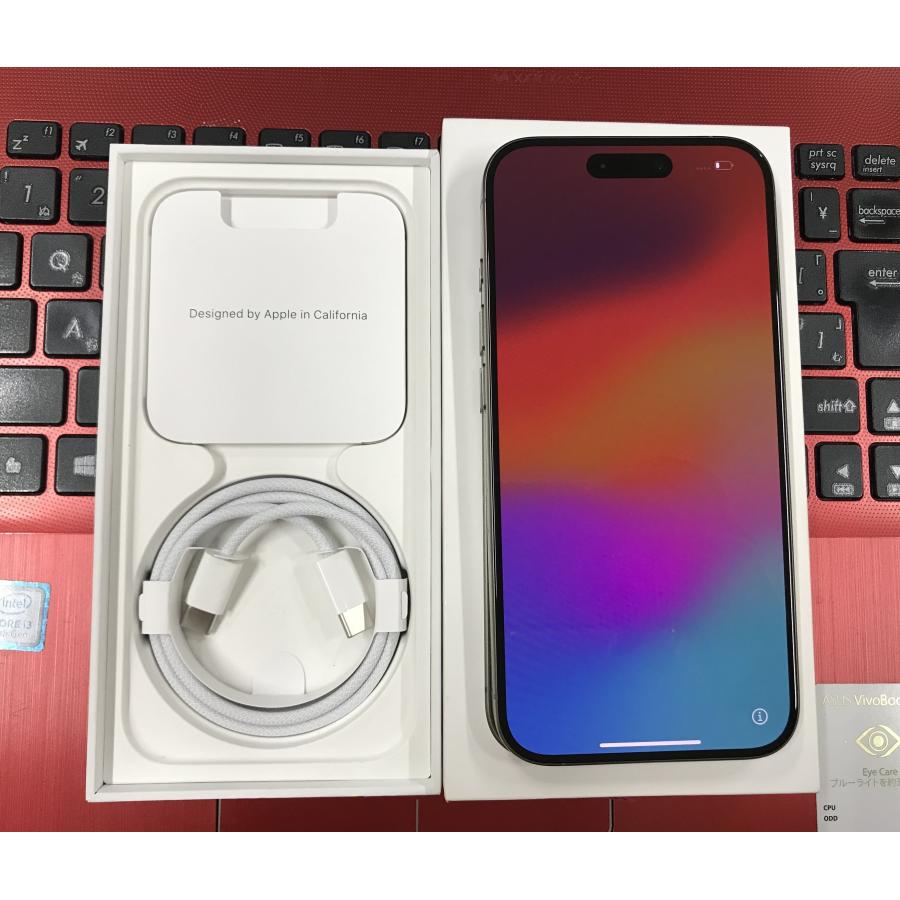 ☆中古 美品 バッテリー100％ SIMフリー iPhone15Pro128GB ナチュラル 
