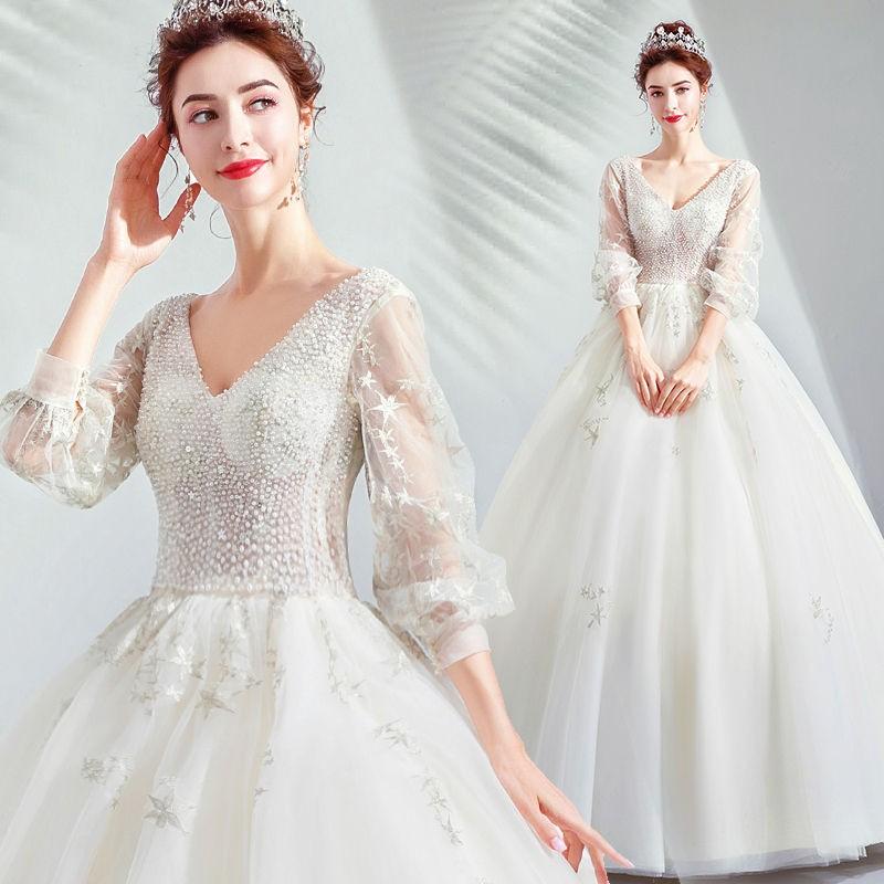 レディース ウエディングドレス 素敵な パール付き 長袖 Vネック ブライダルドレス 上品な 花嫁ドレス オシャレ バックレス ドレス 豪華 結婚式 ドレス 1905hs048 Jc良品店舗 通販 Yahoo ショッピング