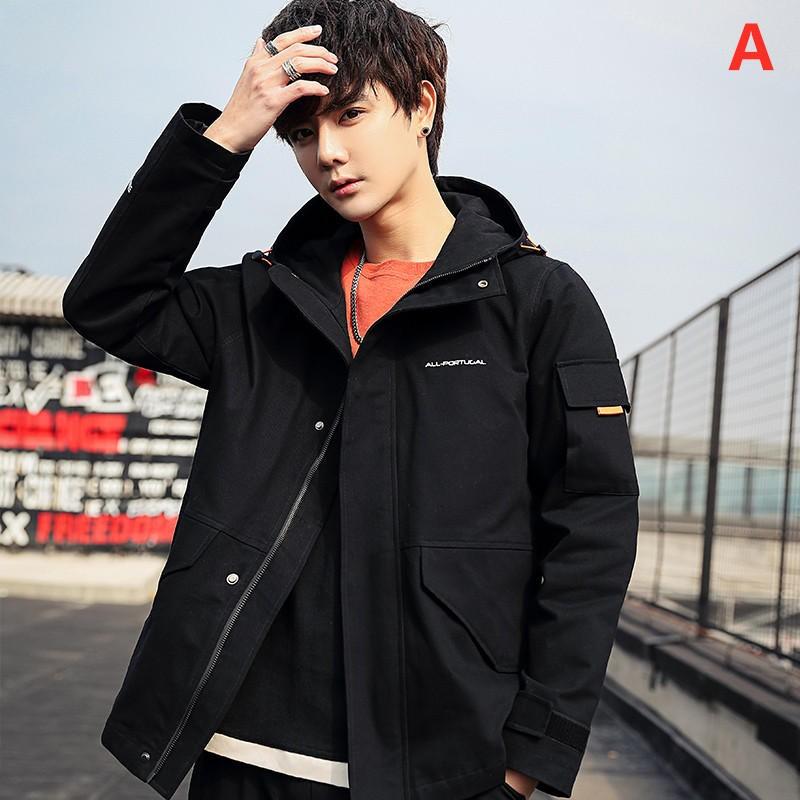 ワークジャケット ジャンパー カジュアルジャケット ジップアップ 春秋 アウター ブルゾン メンズ フード付き ショート丈 ジャケット 値頃