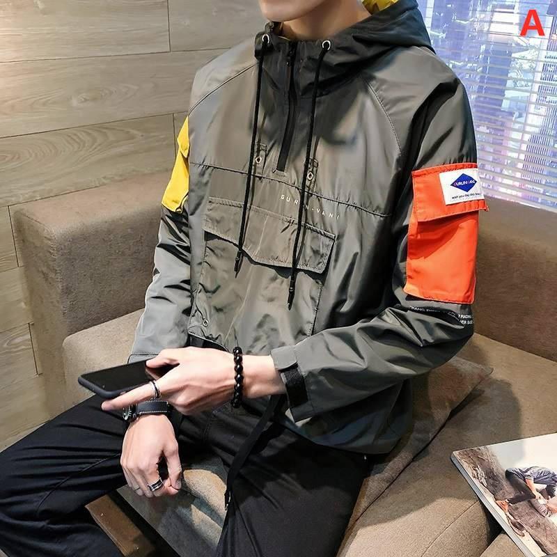 春秋 ウインドブレーカー ジャンパー カジュアルジャケット フード付き アウター ブルゾン メンズ ジャケット ショート丈 マウンテンパーカ 通販 激安