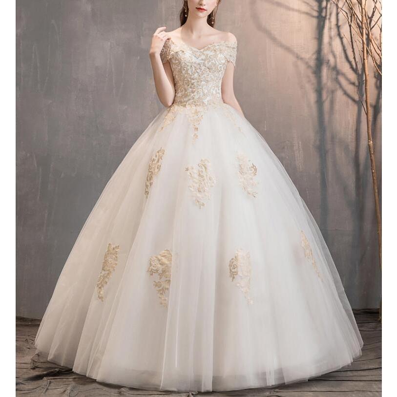 花嫁 オフショルダー 代30代40代 お姫様 ウエディングドレス セクシー チュール バックレス プリンセス レディース レース 着痩せ 結婚式 編み上げ 高品質 国内外の人気集結 高品質