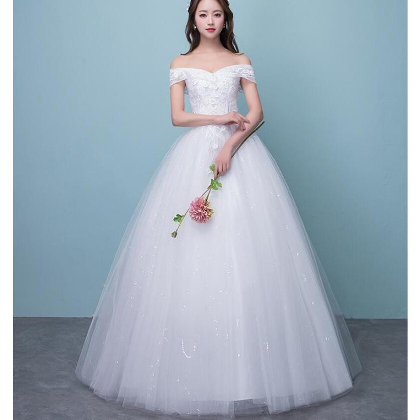 ウエディングドレス 高品質 セクシー Chic 結婚式 花嫁 オフショルダー プリンセス レディース レース バックレス