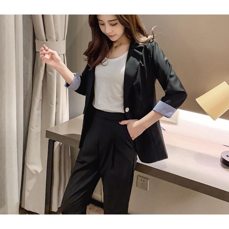 上下セット パンツスーツ レディーススキニーパンツ ストライプ柄袖 着痩せ 七分袖 トップス パンツ Ol 二次会 通勤 代30代40代 大きいサイズ Jc良品店舗 通販 Yahoo ショッピング