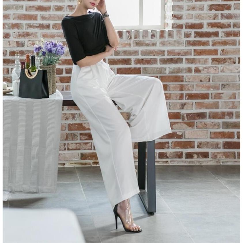 白 ガウチョパンツ ワイドパンツ 無地 春夏 カジュアル Ol 通勤 長パンツ 令和 着痩せ Aライン ハイウエスト 大きいサイズ レディース 代30代40代 Jc良品店舗 通販 Yahoo ショッピング