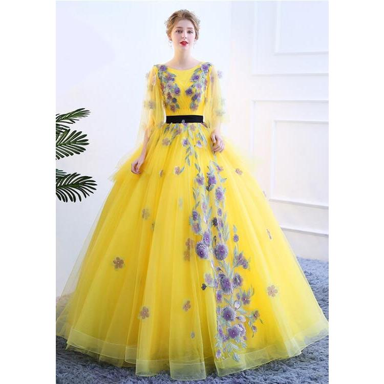 花柄 上品 ウエディングドレス エレガント カラードレス セクシー バックレス プリンセス レディース 令和 披露宴