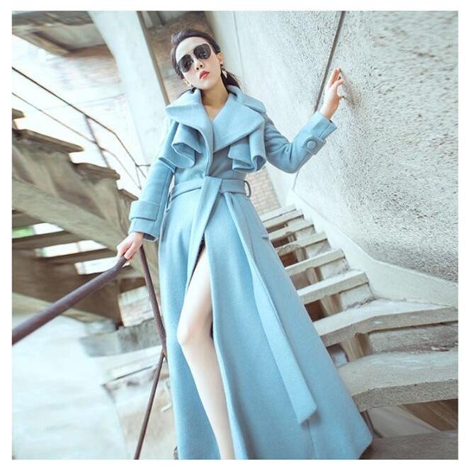 高品質 冬春 レディース オーバーコート チェスターコート 魅力 超ロングコート ファー付き アウター 防風 防寒 ウールコート 着痩せ 上品 青 ベルト Jc良品店舗 通販 Yahoo ショッピング