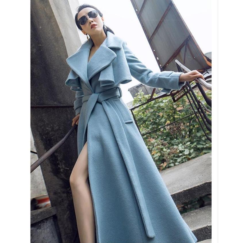 高品質 冬春 レディース オーバーコート チェスターコート 魅力 超ロングコート ファー付き アウター 防風 防寒 ウールコート 着痩せ 上品 青 ベルト Jc良品店舗 通販 Yahoo ショッピング