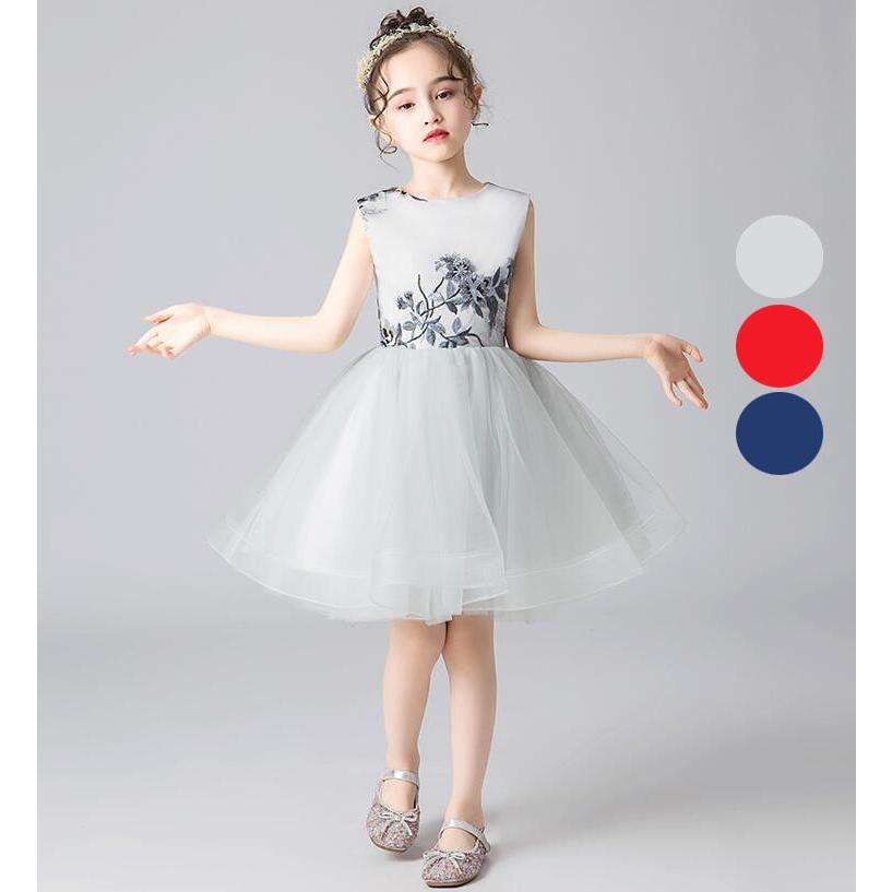 3色 女の子 令和 刺繍 可愛い ピアノ 演出服 膝丈 プリンセス 発表会 誕生日 お姫様 パーティードレス ワンピース 結婚式 100 160 袖なし Aライン 春夏 子供 Www Wearefromdust Org