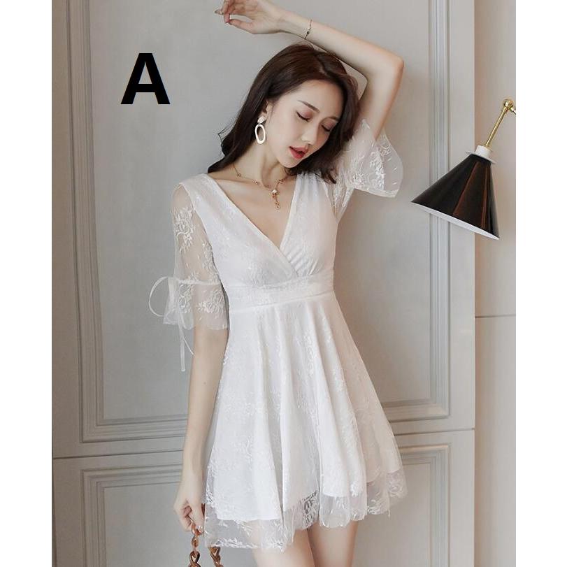 2色 キャバドレス Aライン 谷間 Vネック 韓国風 セクシー タイトワンピース Chic 半袖 ミニ丈 スリム キャバ嬢 パーティードレス 結婚式 二次会 代30代40代 Jc良品店舗 通販 Yahoo ショッピング