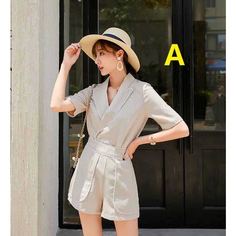 春夏 2色 薄手 韓国風 Ol 通勤 おしゃれ フォーマル パンツスーツ 2点セット 上品 着痩せ 五分袖ジャケット ショートパンツ レディース 二次会 代30代40代 最新の激安