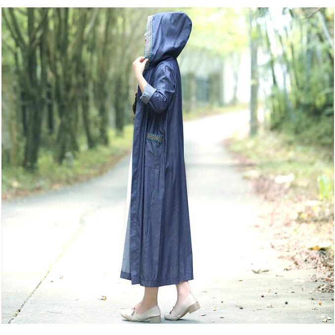 レディース カーディガンフード付き フォーマル デニム ロングコート 通勤 Ol 秋春 ゆったり アウター 着痩せ 40代50代60代 ママゆったり エレガント 15最新作