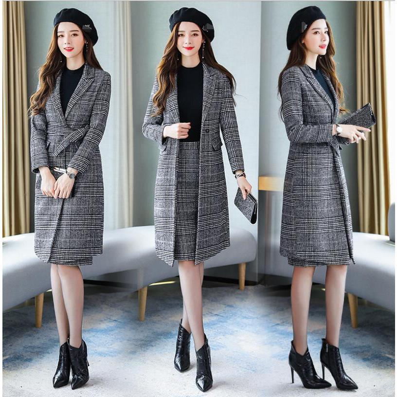 お呼ばれ ロングコート ミニスカート 2点セット 代30代通勤 Ol チェック柄 フォーマル ラシャコートトレンチコート 着痩せ 秋冬レディース 結婚式 割引発見 代30代通勤