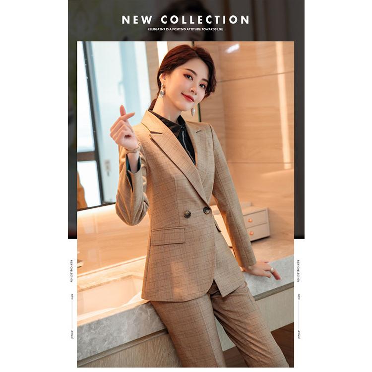 期間限定送料無料 スーツ 女性 スーツ 長袖シャツ 長パンツ チェック 2色 おしゃれ セレモニー ３点セット 着痩せ レディース 代30代40代 50代 春秋冬 ビジネス 通勤 Ol 職場 Desigenic Rakan Ayyoub Com