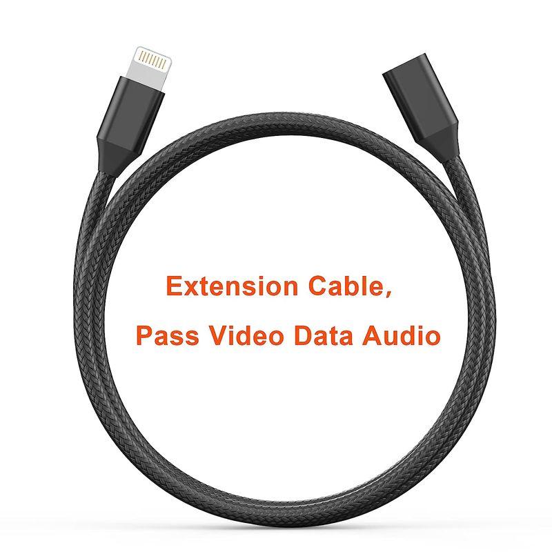 iPhone用充電器延長コード Apple MFi認証 ナイロン編組ライトニングエクステンダードックケーブル オスメスアダプター 3.3フ