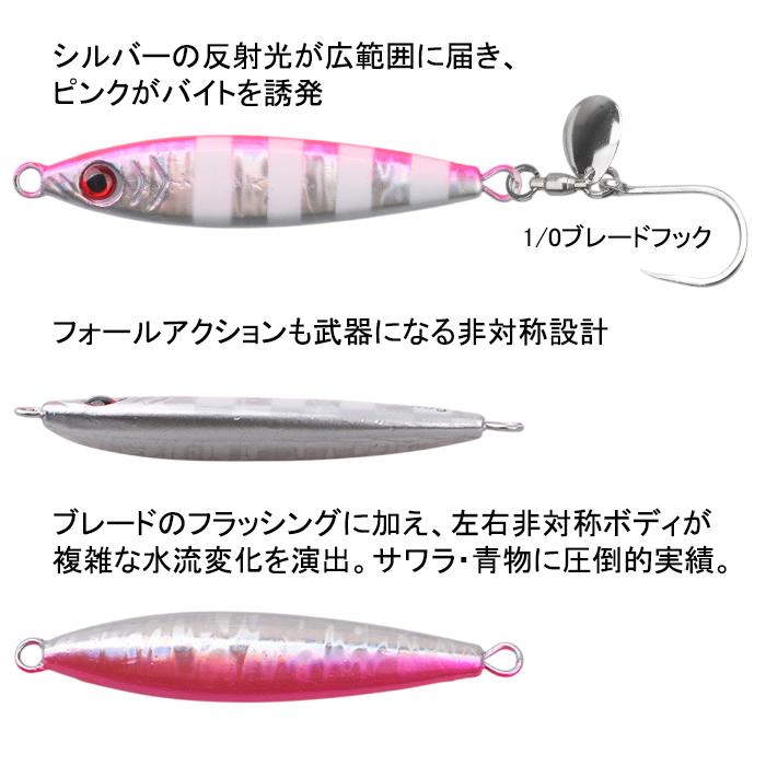 ブレードジグ 40g 3色セット ゼブラグロー スピンテール 非対称