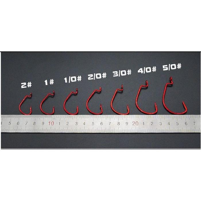 ワームフック オフセットフック レッド 5種類 50個 ブラックバス 釣具