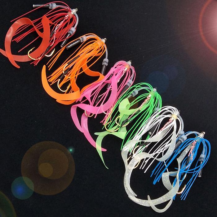 タイラバ スカート 音 誘い ラトル 夜光 ダブルフック付 6色セット