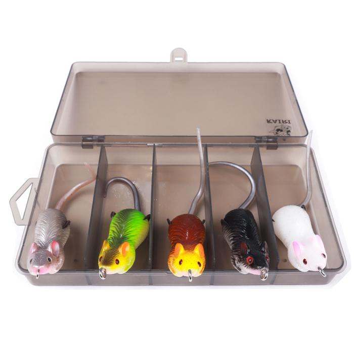 ネズミ マウス ルアー 5色セット ブラックバス ナマズ ライギョ 釣り