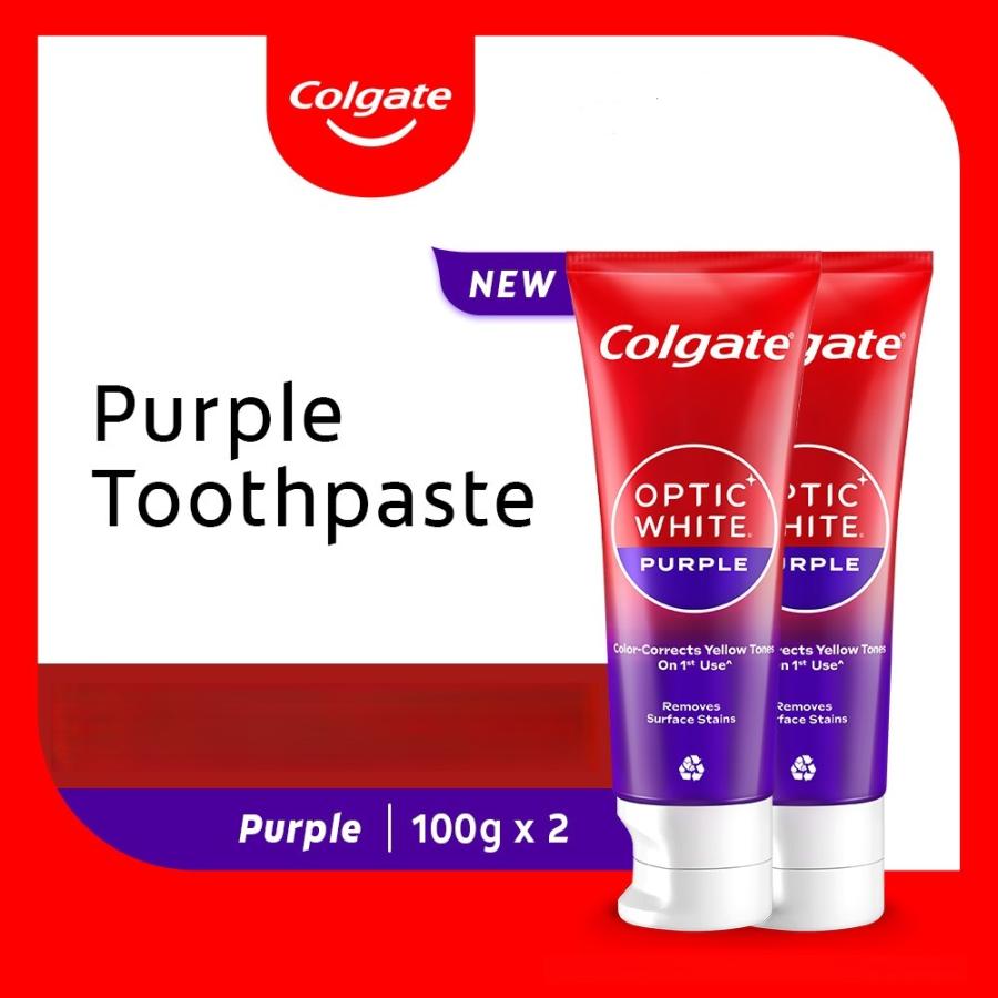 Colgate Optic White Purple Toothpaste 100g x 2本セット｜コルゲート オプティックホワイト パープル 歯磨き粉｜Instant Whitening ホワイトニング | 