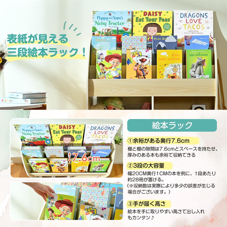 絵本ラック 絵本棚 大容量 本棚 収納ラック 多機能 収納ケース 子ども用 木製 絵本ラック 絵本棚 大容量 本棚 収納ラック 多機能 おもちゃ収納
