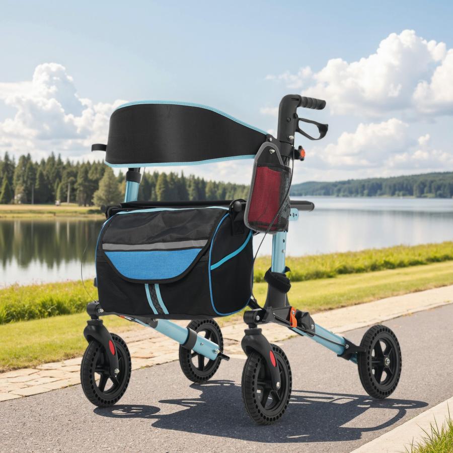 歩行器 歩行車 シルバーカー 室外用 折りたたみ可能 杖置き 6