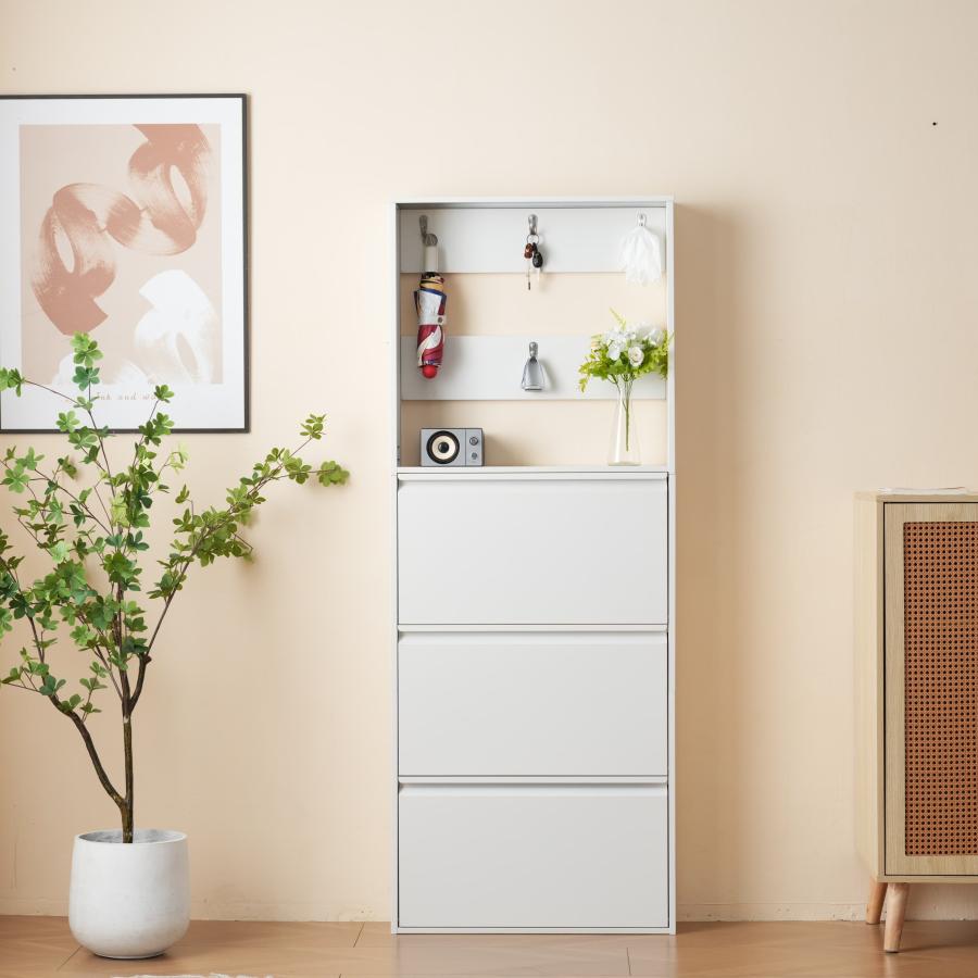 3段ラック 棚付き シューズラック スリム 靴箱 シューズボックス 下駄  