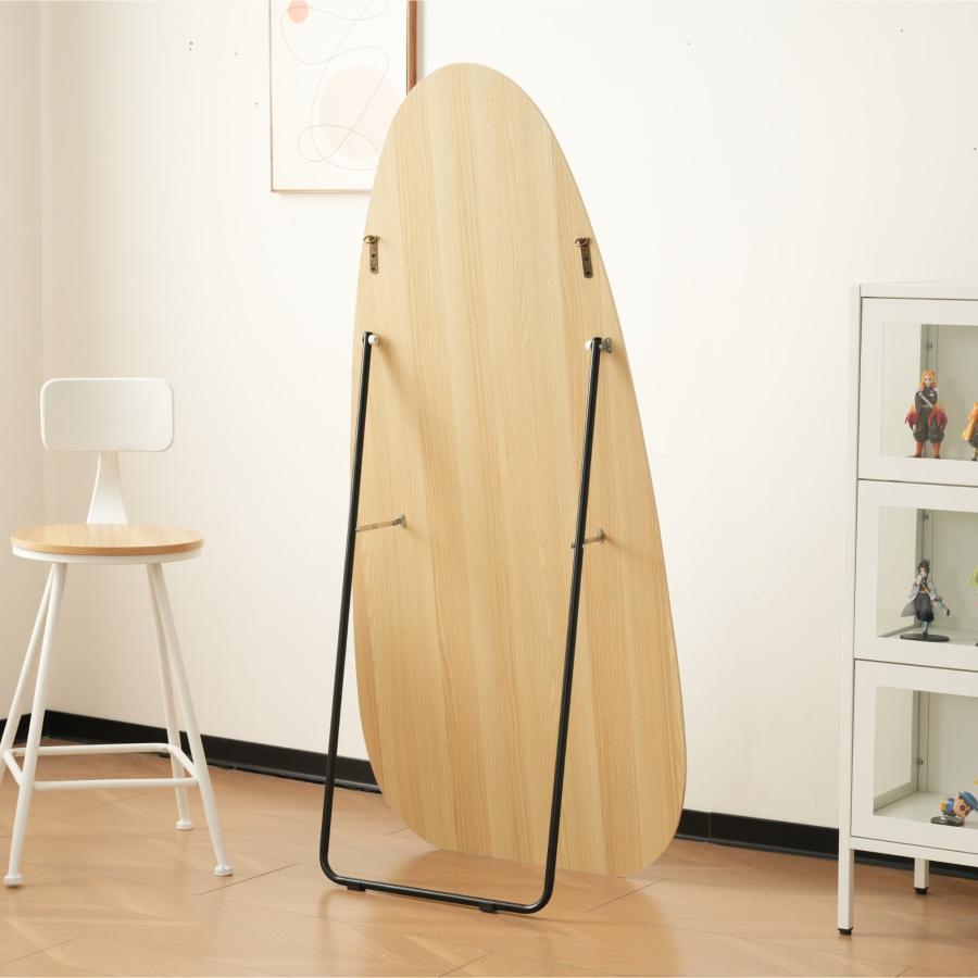 全身鏡 波形状 姿見鏡 北欧 木目調 スタンドミラー 壁掛けミラー