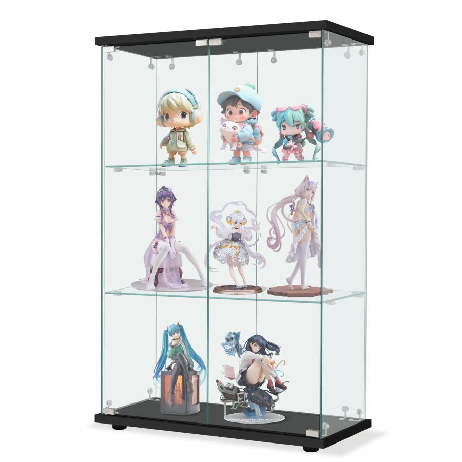 両扉ガラスケース3段 ホワイト Amazon.co.jp: 【生活グッズラボ】ガラスケース 3段両扉タイプ