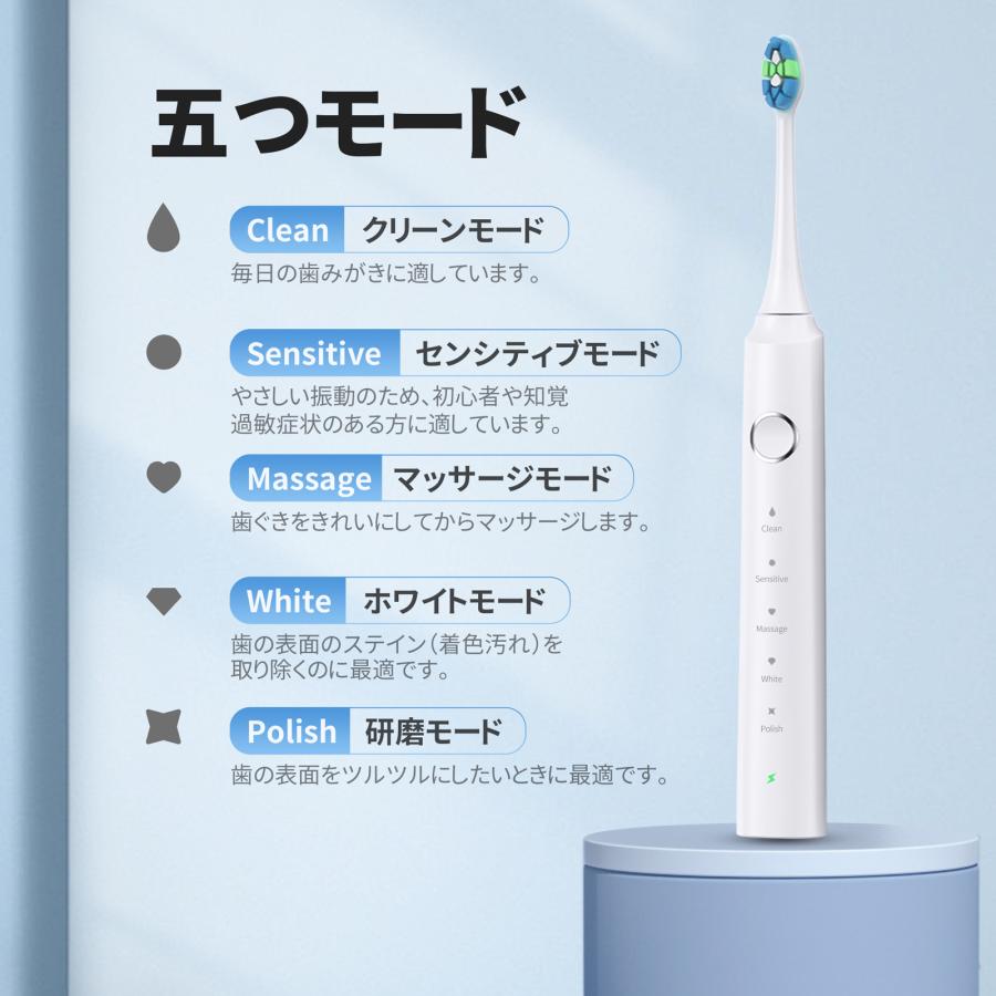 Pureplove 電動歯ブラシ 音波歯ブラシ IPX7防水 静音 38000回転/分