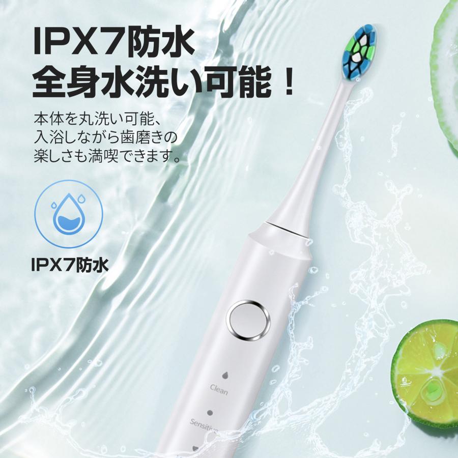 Pureplove 電動歯ブラシ 音波歯ブラシ IPX7防水 静音 38000回転/分