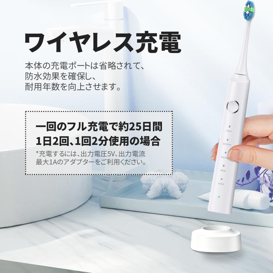 Pureplove 電動歯ブラシ 音波歯ブラシ IPX7防水 静音 38000回転/分
