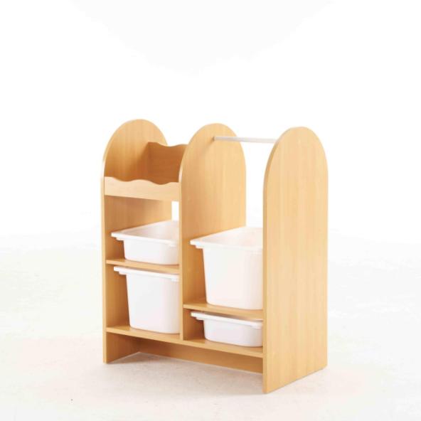 おもちゃ収納ラック ハンガーバー付き 子ども用家具 木製 収納ケース