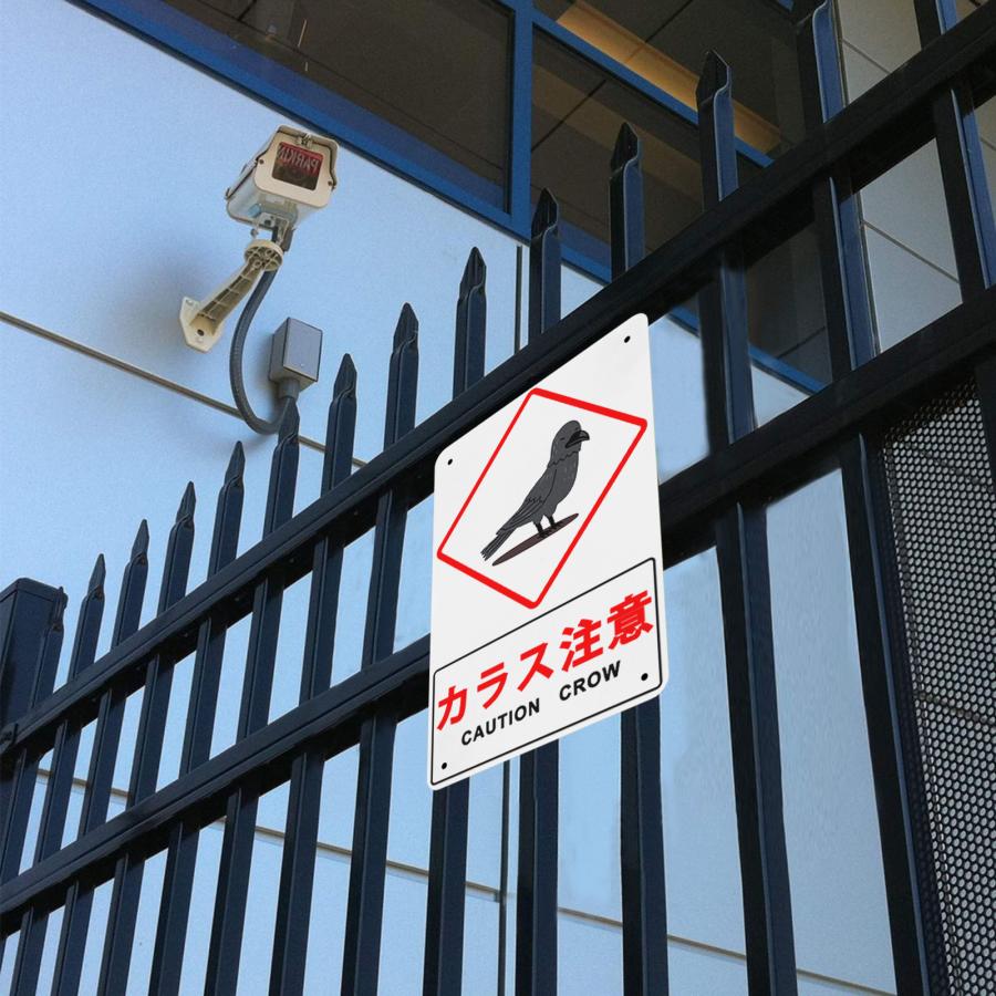 カラス様注文専用(他のお客様はご遠慮ください) カラス注意 CAUTION CROW 金属看板 ぶらさげる サインプレート ブリキ