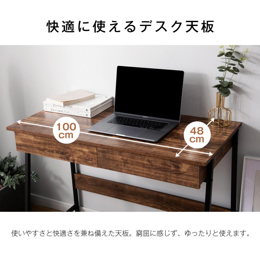 【人気商品】パソコンデスク　引き出し付き　幅100*奥48 　グレー 人気商品】パソコンデスク 引き出し付き 幅100*奥48 : Fine Life