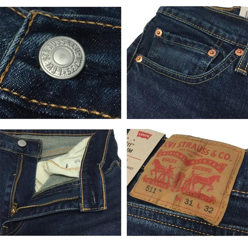 LEVI'S 511 リーバイス　スリム　ストレート　股上浅め　ストレッチ　ジーンズ　ミッドブルー　ダークブルー　ワンウォッシュ 04511｜jeans-shop-idol501｜04