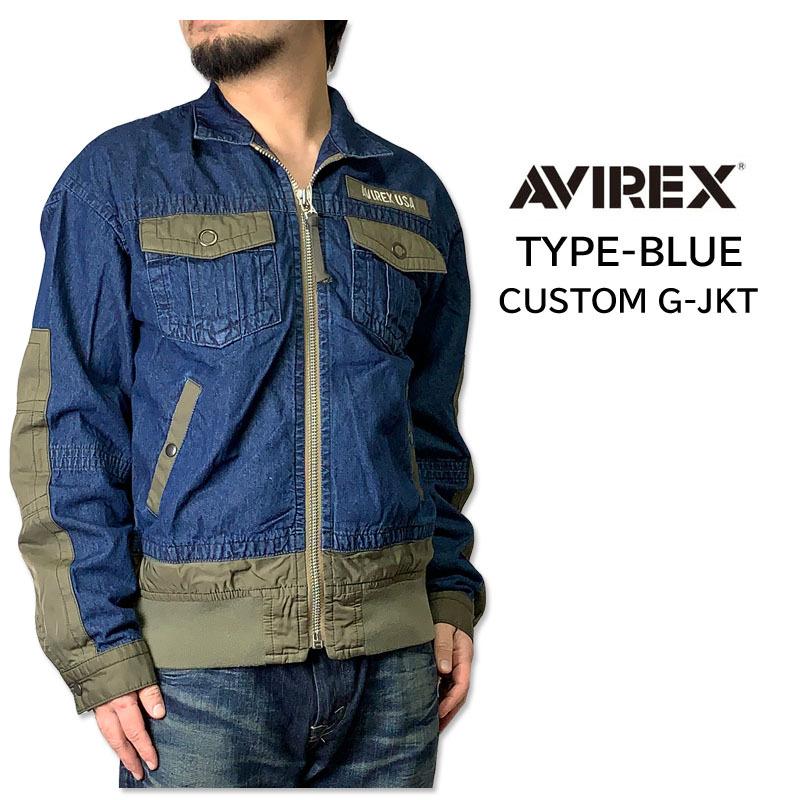 AVIREX アビレックス 　TYPE BLUE　タイプブルー　カスタム　デニム　Gジャン　ジージャン　 MA-1 　中綿なし ミリタリージャケット　 オリーブ　6122103 : 6122103 : ジーンズアンドミリタリーアイドル - 通販 - Yahoo!ショッピング