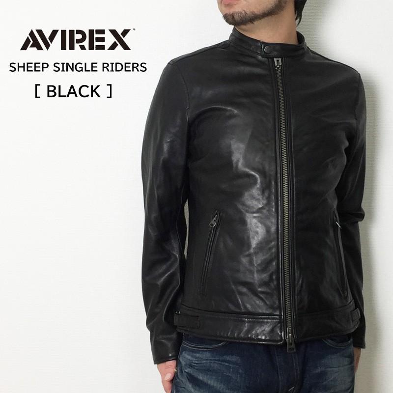 AVIREX アビレックス シープスキン シングル ライダースジャケット レザージャケット ブラック 黒 羊革 6181048  :6181048:ジーンズアンドミリタリーアイドル - 通販 - Yahoo!ショッピング
