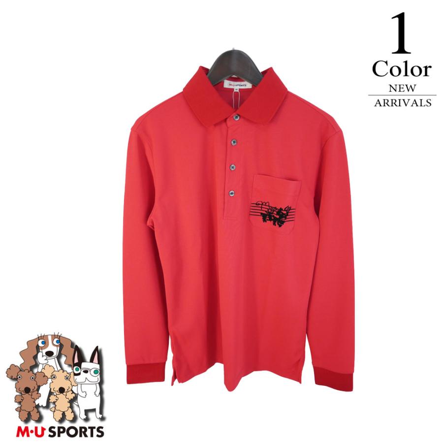 55 美品　日本製　エムユースポーツ　ポロシャツ　ゴルフウェア　52 XL M・U SPORTS MUスポーツ ゴルフウェア 長袖ポロシャツ （M/L/LL寸
