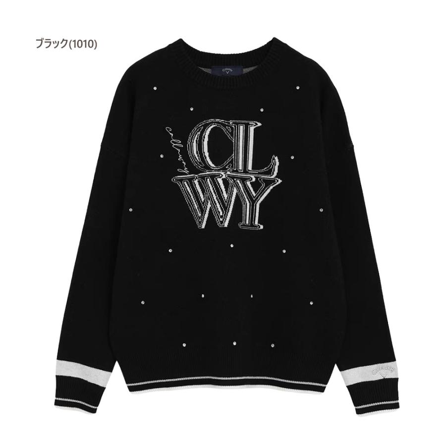 セール/40％OFFキャロウェイ ゴルフウェア クルーネック長袖ラインストーン付きニット c25218201（L寸：レディース） Callaway 2025秋冬 メール便_4